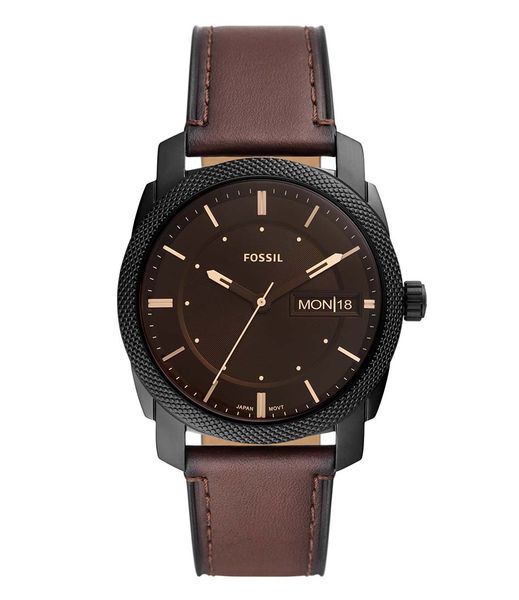 Fossil Machine Mens Brown Leather Watch - FS5901