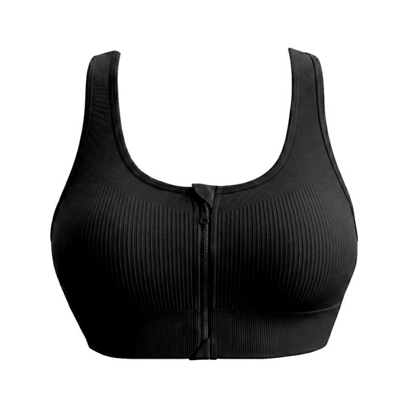 Zip Front Bralette Racerback Sports Bra Front Closure Casual Lounge Top
