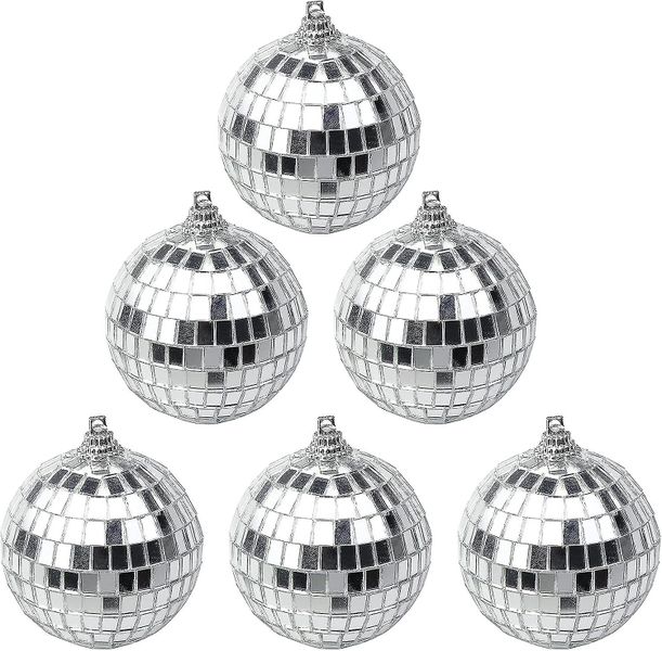Multi-Event Decorative Silver Mirror Balls - Set of 6