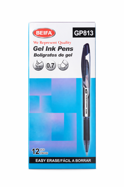 BEIFA Erasable Gel Pens 0.7mm - Black Ink (Pack of 12)-5 x 12 Packs