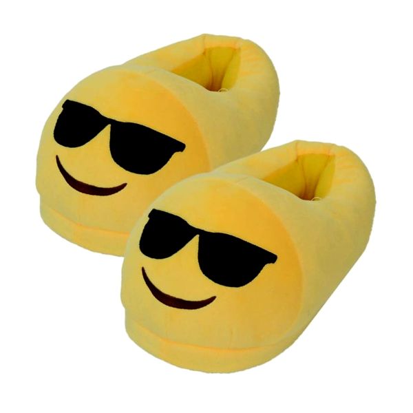 Slippers - Soft Plush Emoji Slippers - Sunglasses Size 35-39