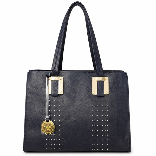 PU Leather Tote Handbag with Gold Stud Detail