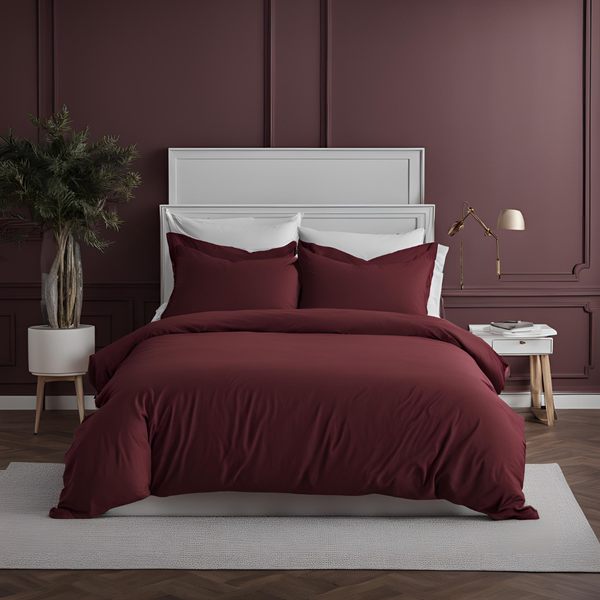 Sir Online Polycotton Duvet Cover set - Burgandy