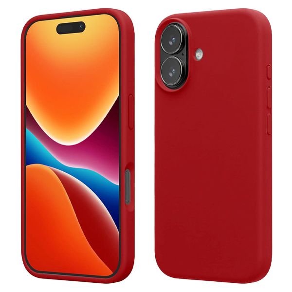 Protective TPU Silicone Phone Case Compatible with Apple iPhone 17 -Hot Red