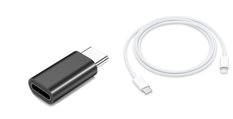 Fast Charging Lightning Cable 1m and Lighting to USB-C Adapter - 2 pack