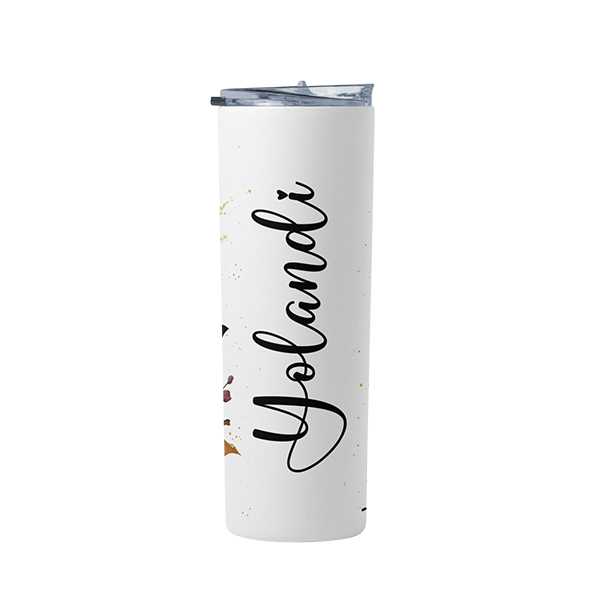Personalized Floral And Leopard Print Travel Tumbler - 900ml - Yolandi