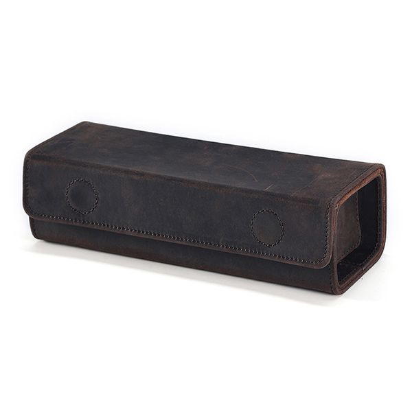 Luxury Genuine Leather Magnetic Eyeglass Case for 1 Pair Sunglasses