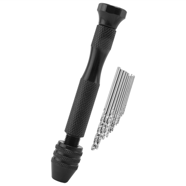 Miniature Drill + 10 Pieces Mini Micro-Drill bit set with keyless Chuck