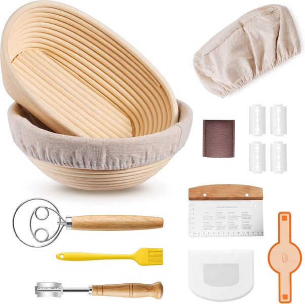 HOMGEM 16 Piece Bread Proofing Basket &amp; Sourdough Bread Baking Supplies Kit