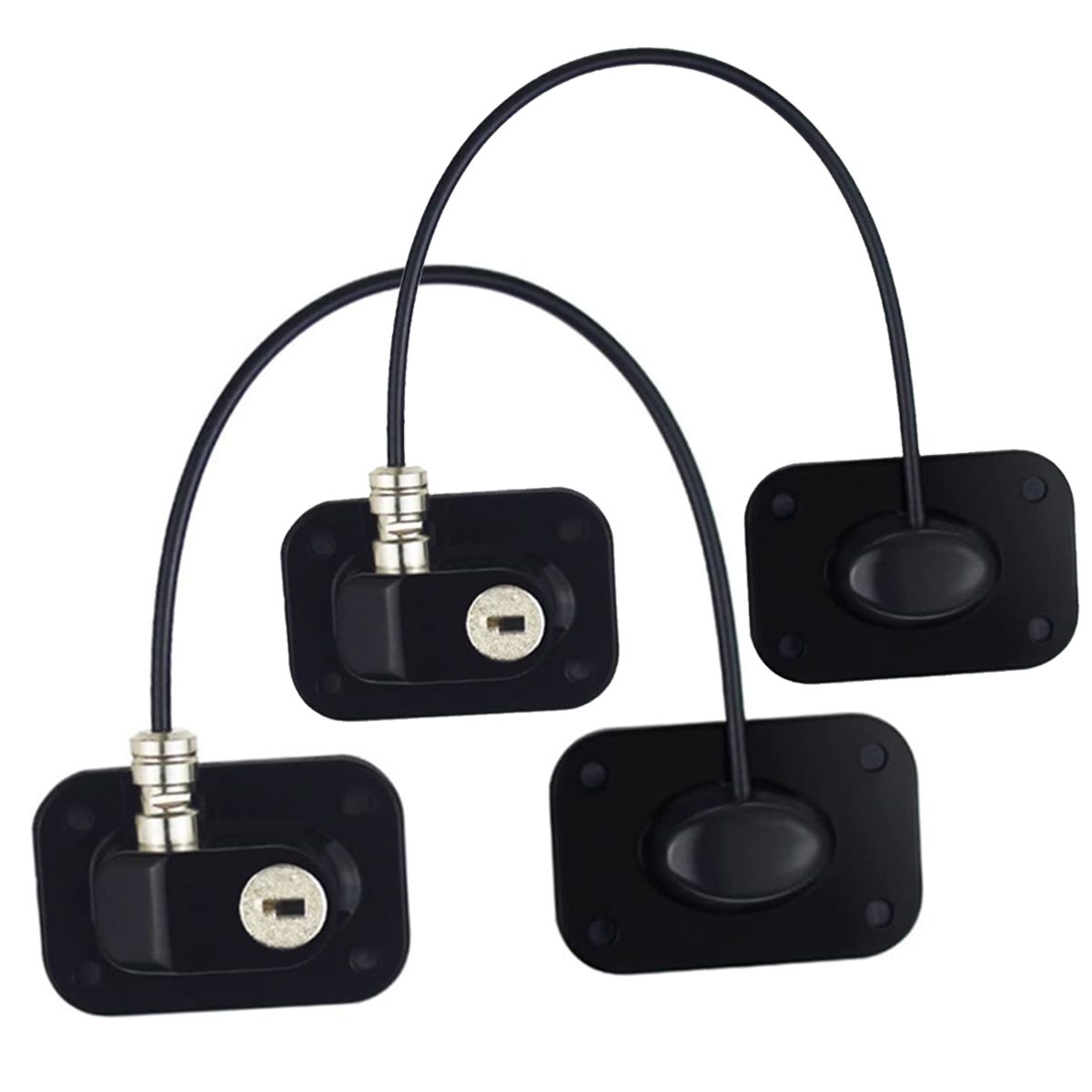 2 Pack Non Drilling Fridge Lock with Adhesive for Cabinet Drawers - Black