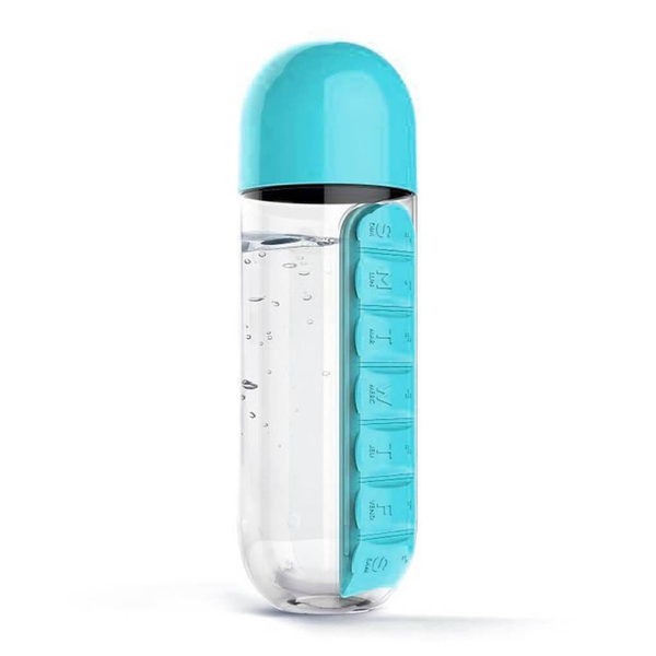 Water Bottle With Built-In Daily Pill Holder