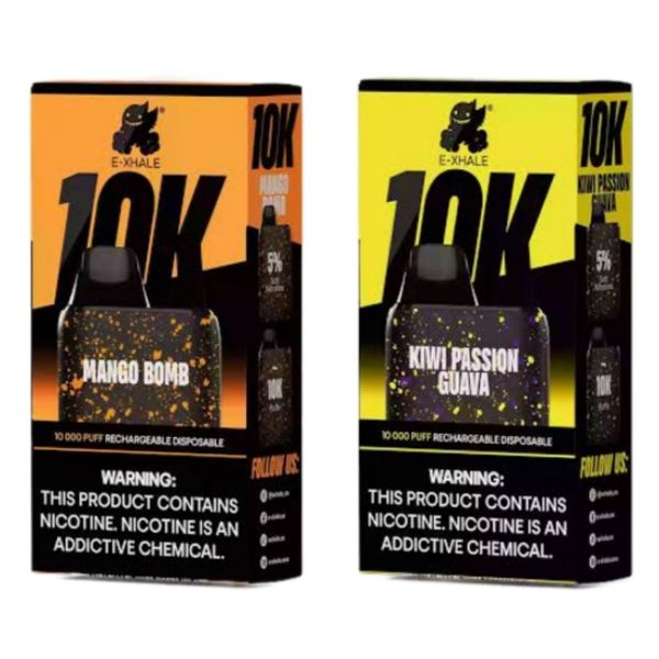 E-Xhale 10000 Puffs Disposable Vape - Mango Bomb &amp; Kiwi Passion (Pack of 2)