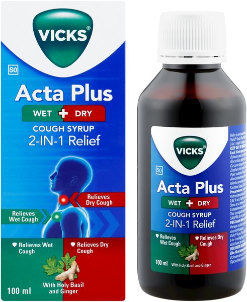 Vicks Acta Plus Wet &amp; Dry Cough Syrup (100ML)