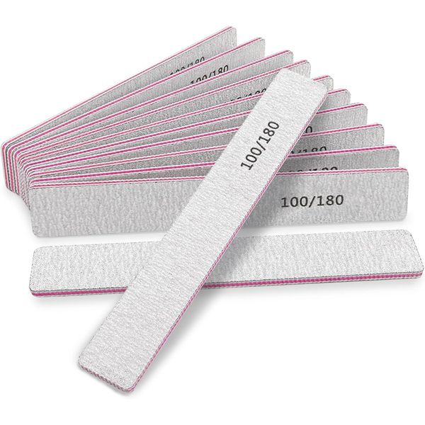 QYNIAL Double-Sided Nail Files 100/180, 12 Pieces