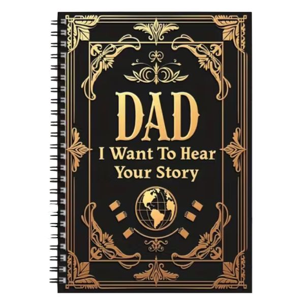 Stationery Elegant Dad Story Rotating Notebook With Gold Designs - 21cm