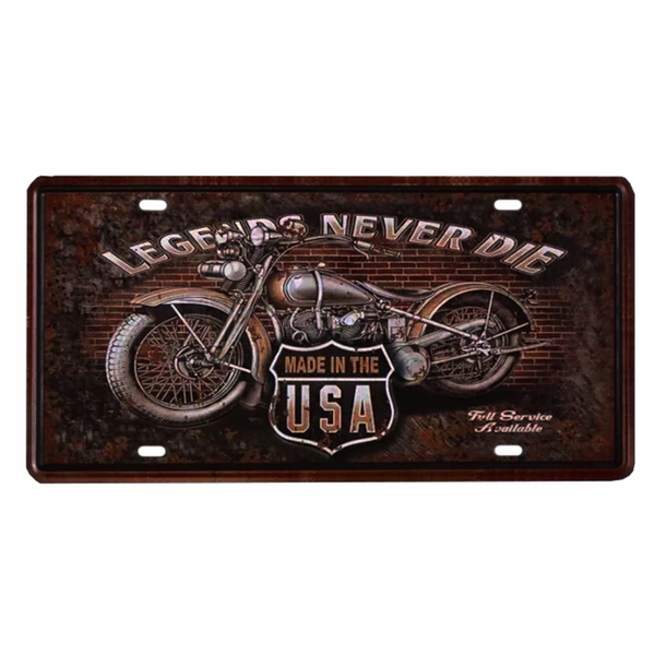 Vintage Decorative Number Plate Sign - Legends Never Die