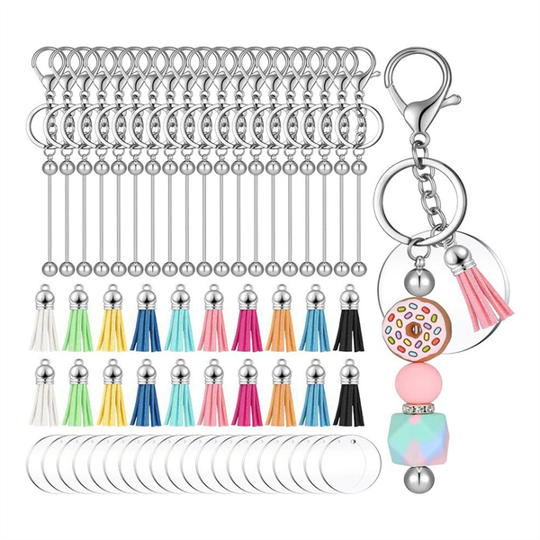 Keychain Bars Blanks Bead Keychain Bar Metal Beaded Keychains