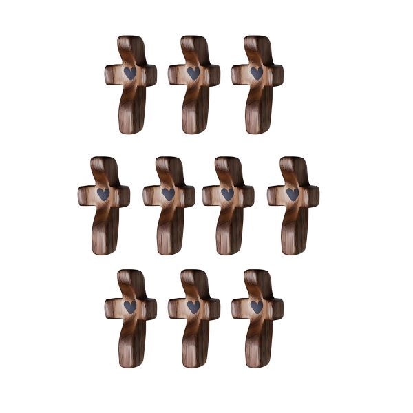 10Piece Small Wooden Cross Fidget Handcrafted Pocket Wood Crosses for Pray