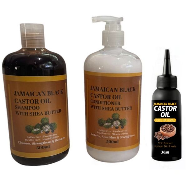 Jamaican Black Castor Oil Shampoo, Conditioner &amp; Cold PressedOil