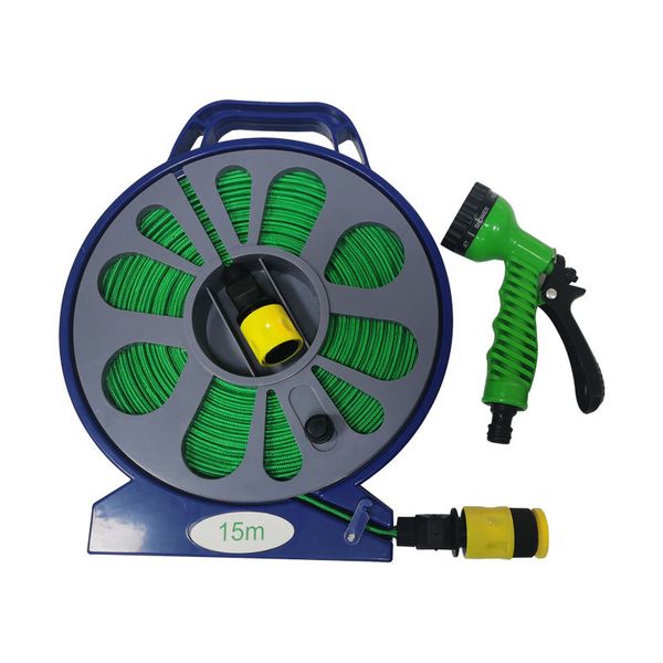 15M Retractable Garden Watering Turntable Flat Hose Pipe