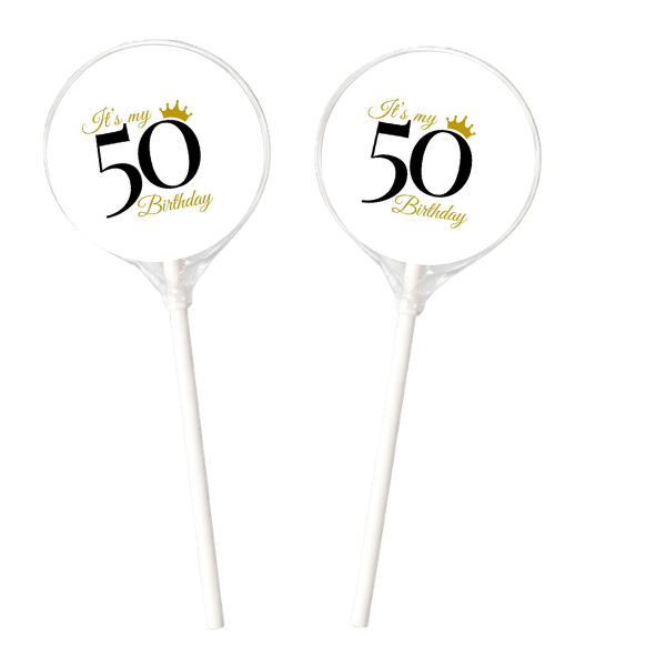 50th Birthday Lollipops - 12 Pack - Edible Printed Party Candy
