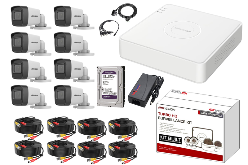 Hikvision 8CH 2MP CCTV Kit - 1TB HDD with Zatech Ready Cables