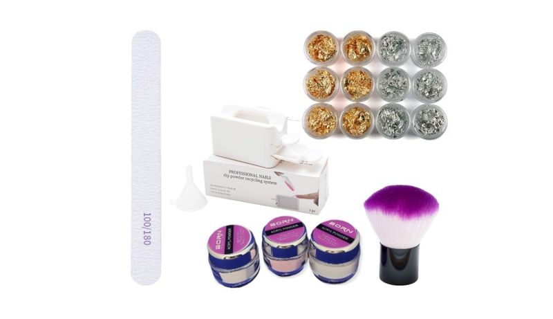 UV/LED Born Beautiful Beginner Acrylic Silver &amp; Gold Nail Top Up Kit - 9 Pc