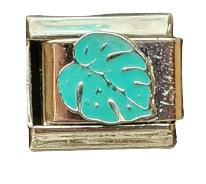 Tropical Leaf 9mm Stainless Steel Charm