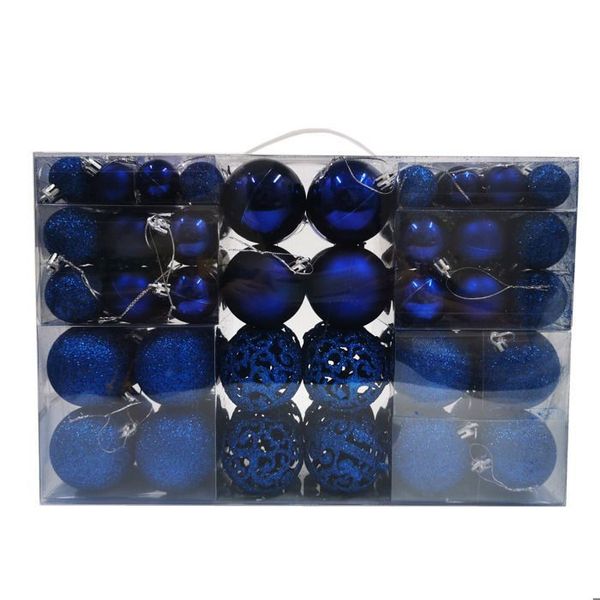 100 Christmas tree ornaments, dark blue shatterproof pom-poms