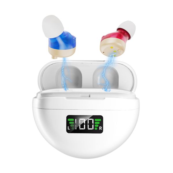 No-Feedback Sound Amplifier For Seniors, Digital Display Charging Case