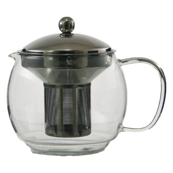 Regent 'Tea Time' Borosilicate Glass Teapot with St. Steel Infuser &amp; Lid, (1.1lt)