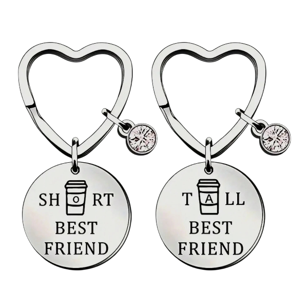 Short and Tall Best Friend Keychain Set - Silver