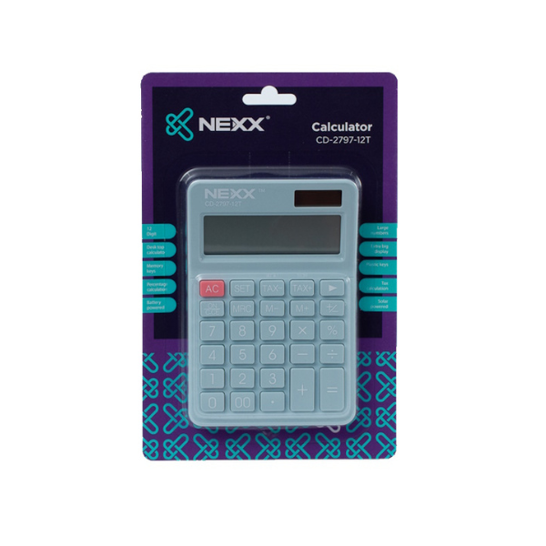 NEXX CD2797 12 Digit Pastel Blue Desktop Calculator