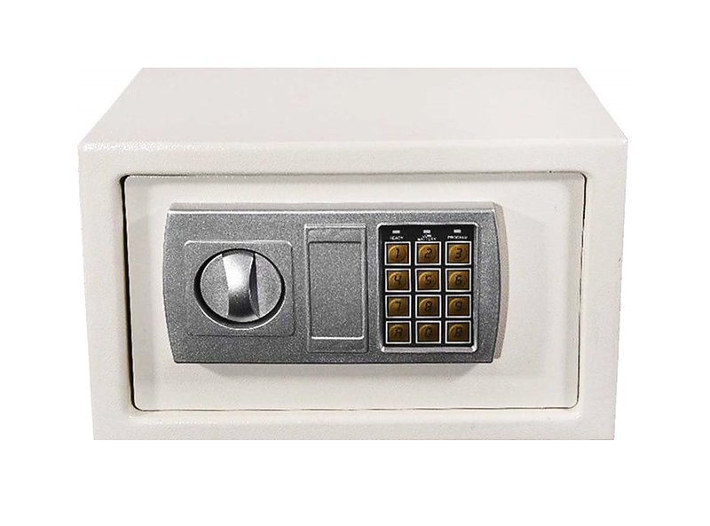 Security Steel Home Office Digital Electronic Safety Box with Key - White