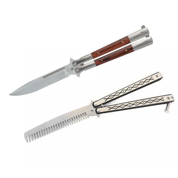 Butterfly Knife Balisong - Trainer Comb + Meranti Wood Handle