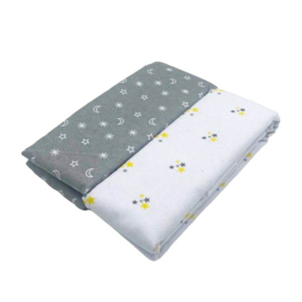 Mothers Choice 2 Pack Flannel Baby Receiving Blankets Neutral Sky