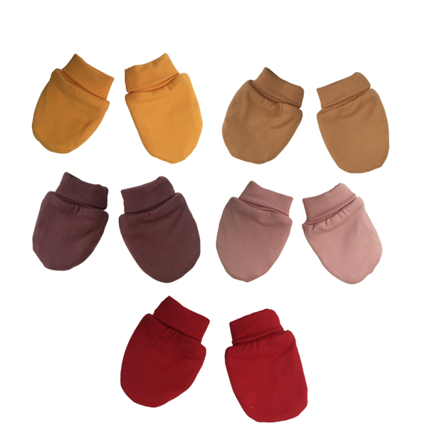 Baby Mittens Winter - Dty -5 Pack - Mustard, Stone, Plum, Pink &amp; Red