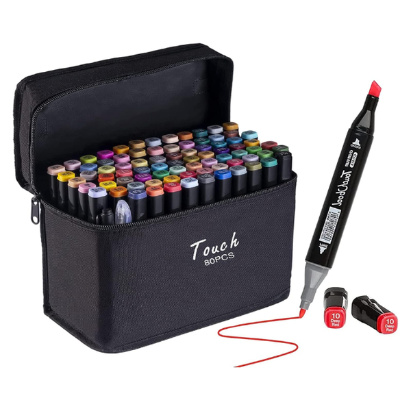 Touch 80pc Double Sided Markers Art Gift Set with Carry Case