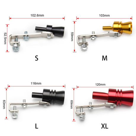 Turbo Sound Whistle, Aluminiumlegierung Auto Turbo Sound Auspuff  Schalldämpfer Auto Modifiziertes Teil TC-XL(Schwarz)