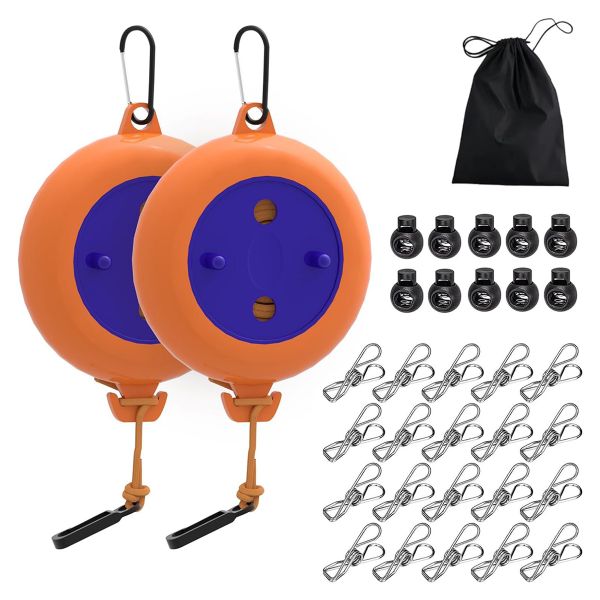 2 Piece Camping Retractable Clothesline Portable Travel Outdoor Clothesline