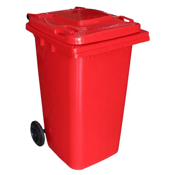 240 Litre SABS Approved Wheelie Plastic Waste Yard Bin - Red