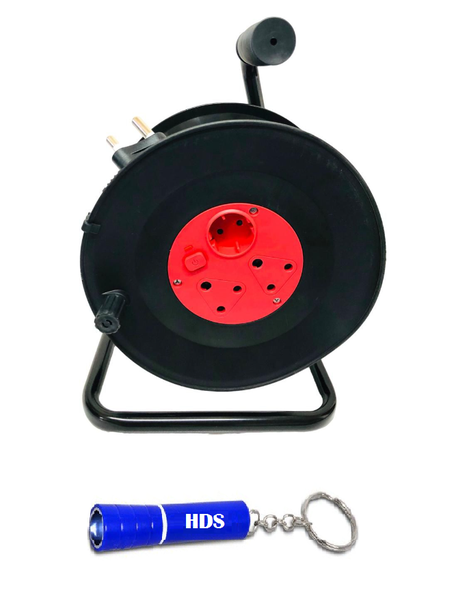 Target 1.5mm X 50M Extension Cord with 3 Sockets and HDS Branded Torch