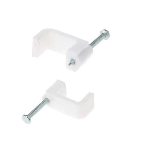 United Electrical Cable Clips Flat 8MM 100 Pk White