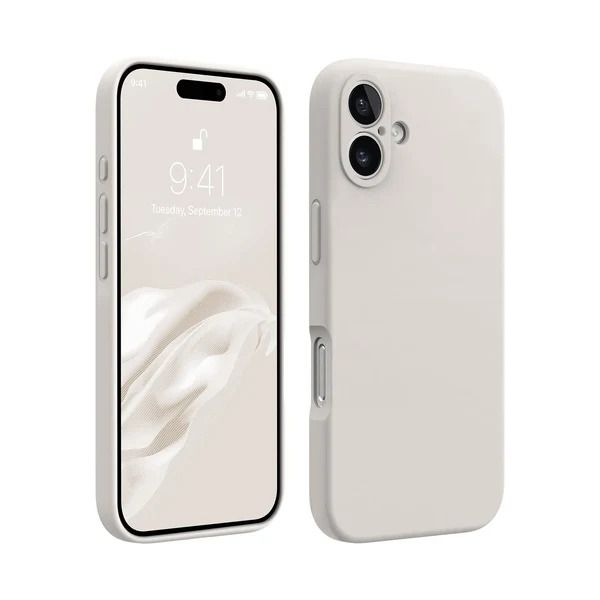 TPU Silicone Protective Phone Case Compatible with iPhone 16 - Off White