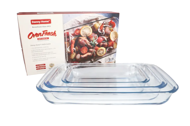 Danny home Borosilicate Glass Baking Pan 3 Pieces
