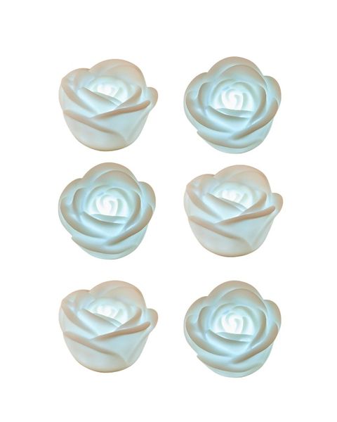 6 Pcs LED Light-Up Rose Flowers With Battery-Powered Operation - White