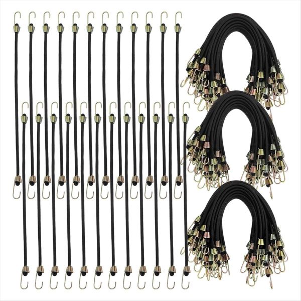 50 Pcs Mini Bungee Cords with Hooks Small Bungee Cords
