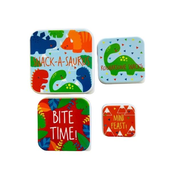 BPA Free Mini Dinosaur Lunch/Snack Boxes (4 Piece Set)