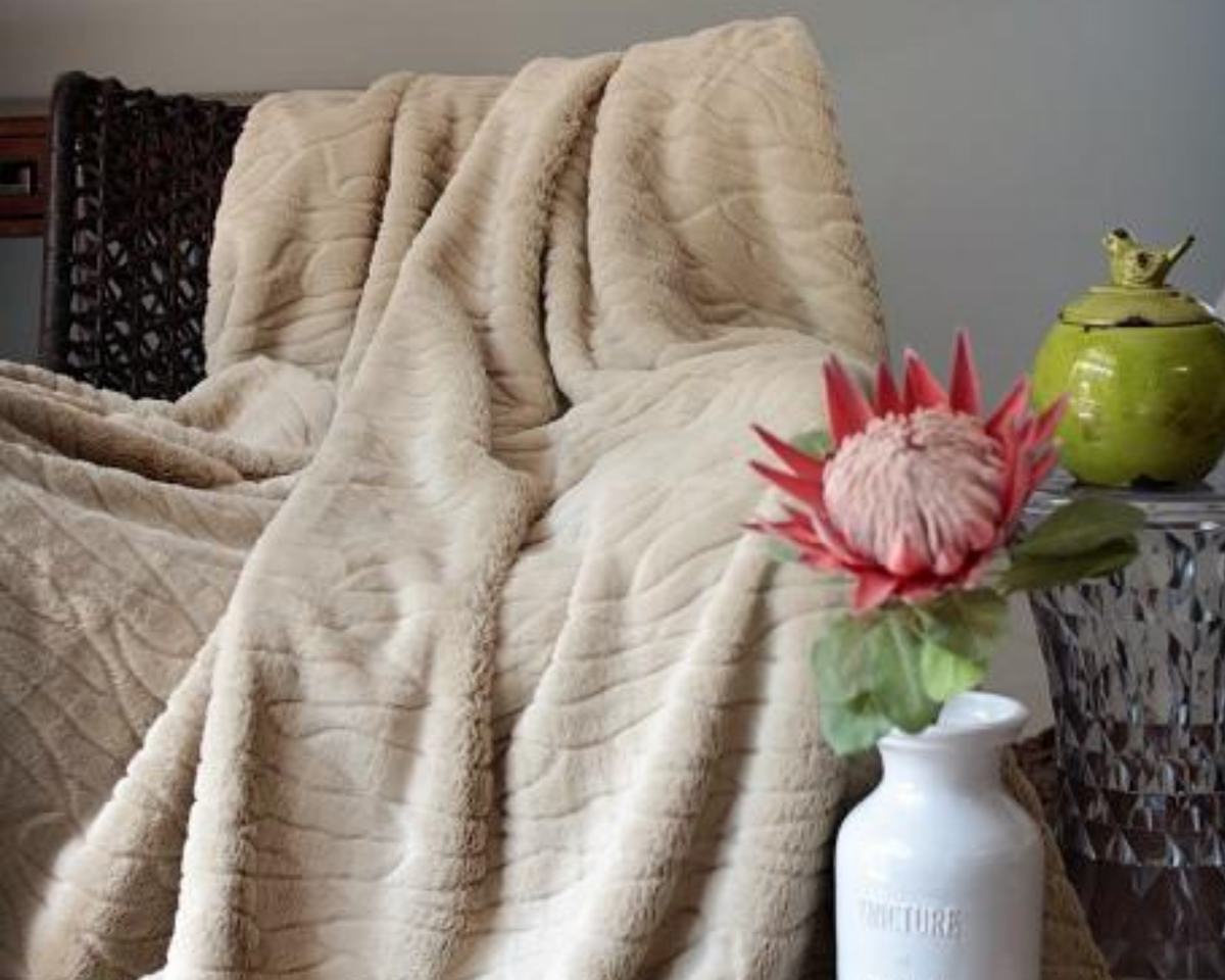 Sesli Faux Fur Blanket 2Ply Queen/King Size Beige Buy Online in