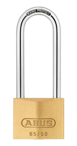 ABUS 65/50HB80 Brass Padlock - Long Shackle - Keyed Differently